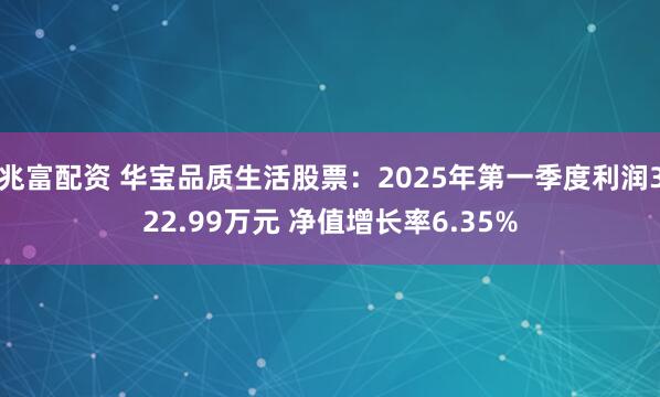 兆富配资 华宝品质生活股票：2025年第一季度利润322.99万元 净值增长率6.35%